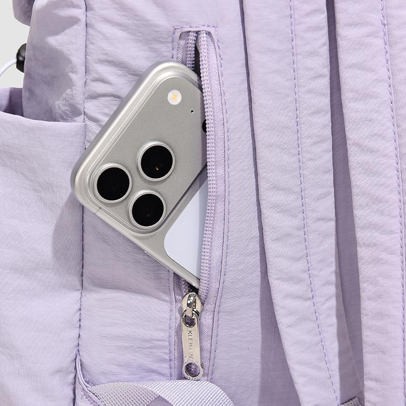 Solid Black Flap Backpack with Drawstring Closure Side Pockets Adjustable Straps Casual Travel Daypack