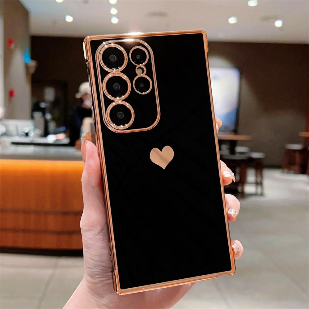 Pro Samsung Galaxy S26 Ultra Pouzdro Zadní kryt telefonu z TPU Pokovený vzor srdce