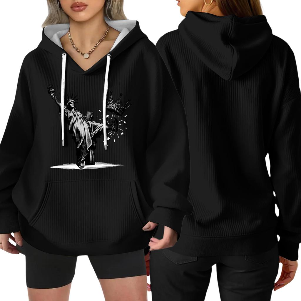 Women's Fashion Casual Long Sleeve Loose Printed Pullover Sports Long Sleeve Sweatshirt