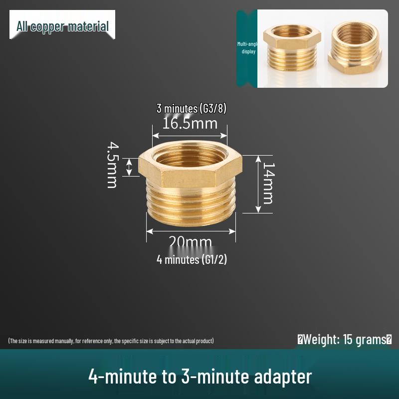 1" To 6-fen Brass Male/Female Thread Water Pipe Repair Core Pressure Gauge Connector