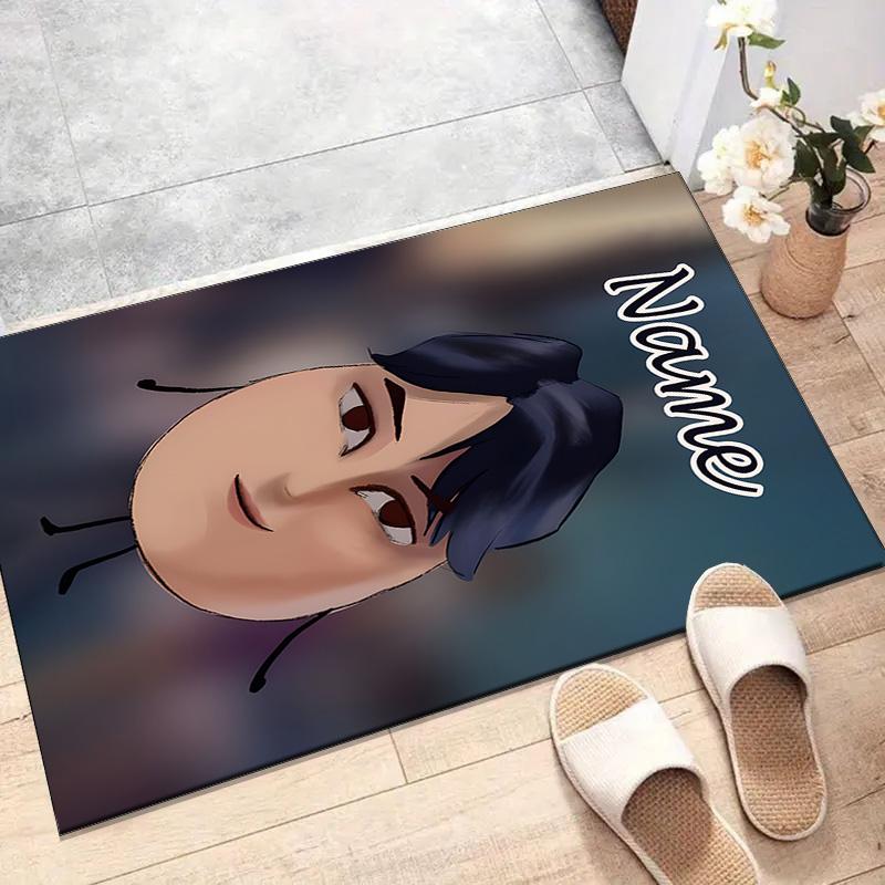 Custom KPop Demon Hunters Mat Personalized Name, Polyester Washable Indoor Entryway Rug, Gift for Christmas, Easter, Thanksgiving Day