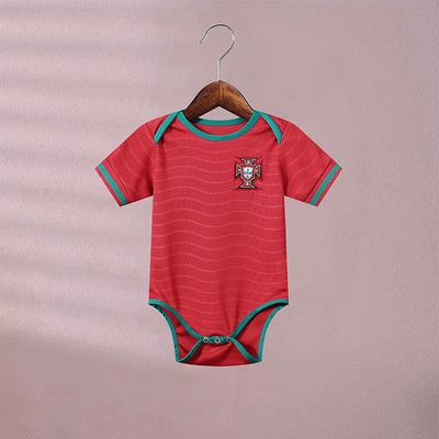 2627 Camisa de Futebol BB Portugal para Bebê de Um Ano para Meninos e Meninas, Roupa para Lua de Mel de Bebê, Macacão de Escalada Peça Única de 100 Dias