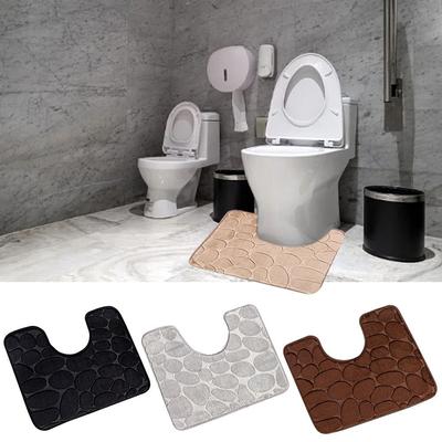 U-shaped Bath Mat Set Modern Non Slip Bathroom Carpets Solid Color Memory Foam Toilet Lid Cover Rugs Toilet