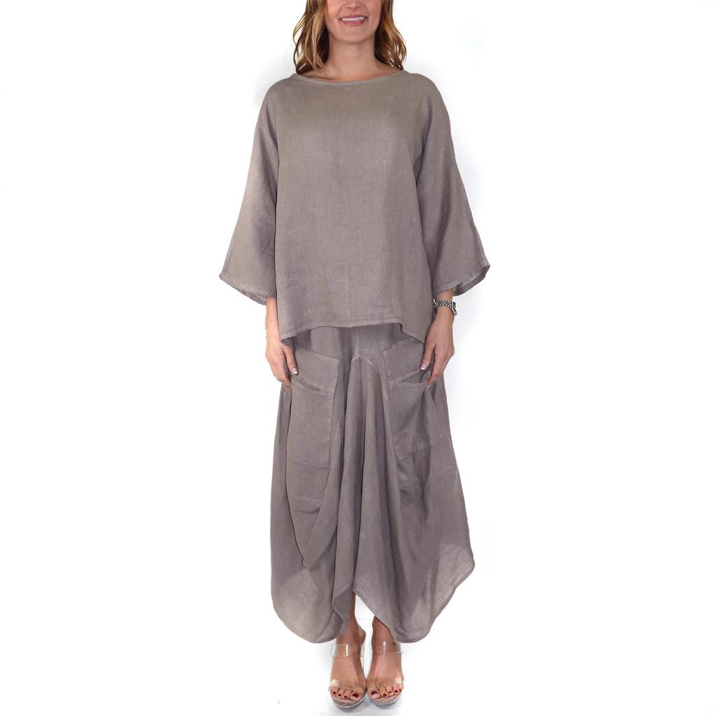 Women's Casual Two-Piece Set Loose Top with Wide Leg Pants In Multiple Colors