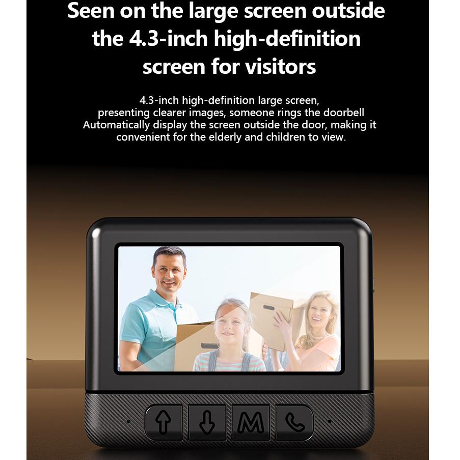 2.4G WiFi Video Intercom 4.3-inch Home Security Smart Doorbell Duplex Intercom Infrared Night Vision Smart Eye Peephole X6