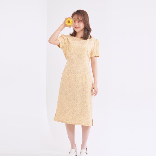 Primavera Flower Back Banding Dress (Yellow)