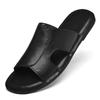 Fashion Men's Leather Slippers Soft Sole Comfortable House Slides Indoor Outdoor Moccasin Slippers for Men Walking Shoes Anti-Slip Flats