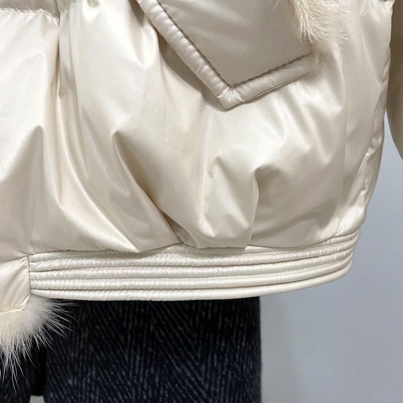 Womens Short Puffer Coat With Faux Fur Collar Stand Zip Front Loose Fit Winter Warm Outerwear