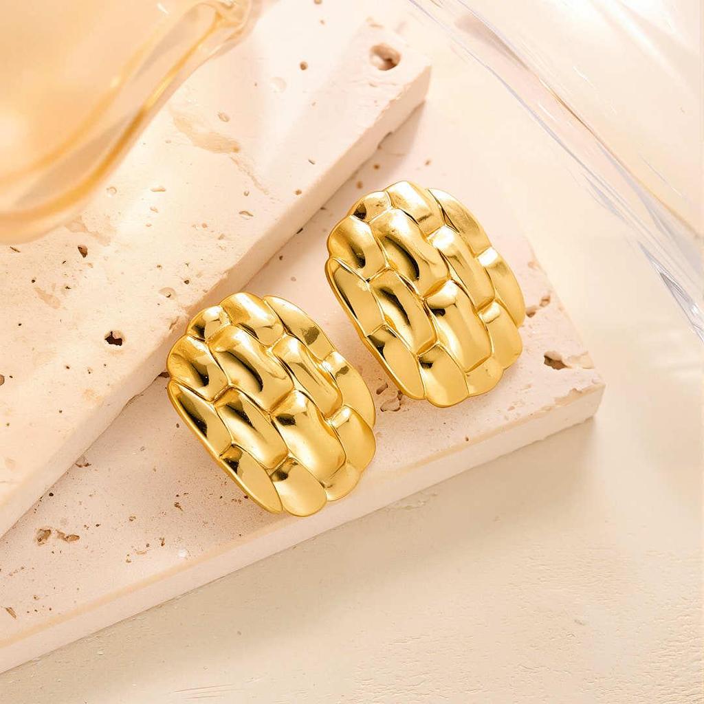 Geometric Irregular 18k Gold Titanium Steel Earrings for Women