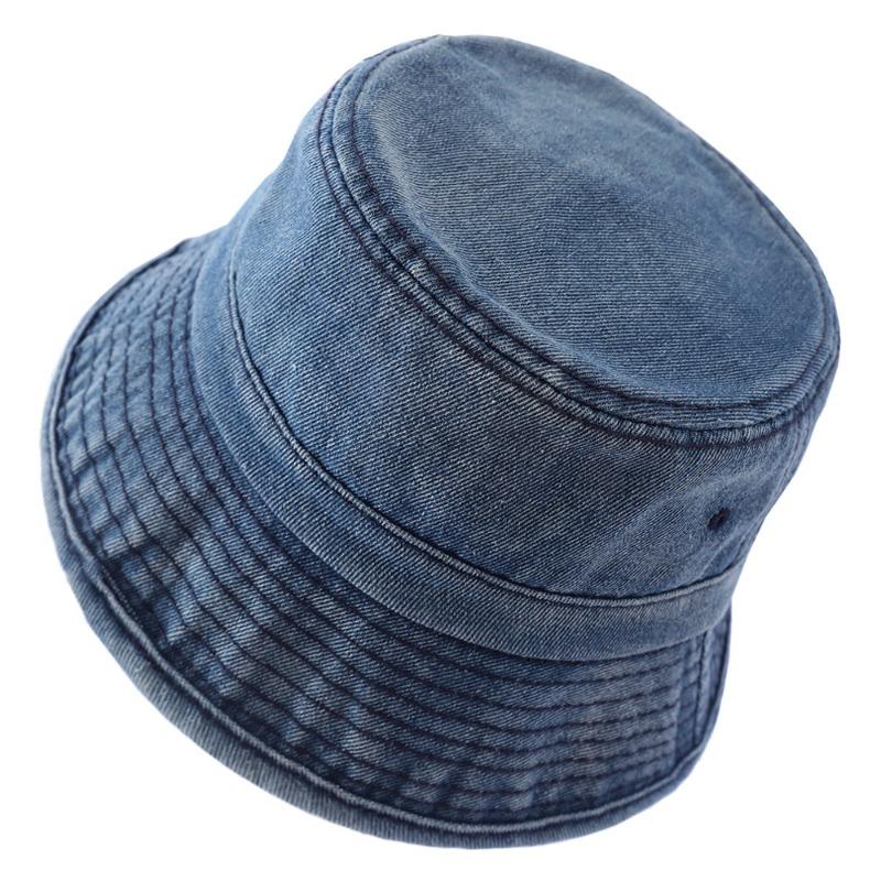 Denim Eimerhut, gewaschener und distressed Denim Hut, Outdoor Sonnenschutz Basin Hat für Männer und Frauen
