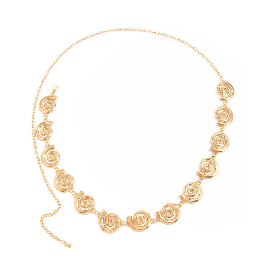 Silver Spiral Circle Waist Chain Gold Color Oval Belly Chain Creative Metal Waist Chain Girls
