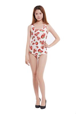 Omoshiro Club Smooth Knit Old-Style School Swimsuit (KNR08) (Oversized, Strawberry Print)