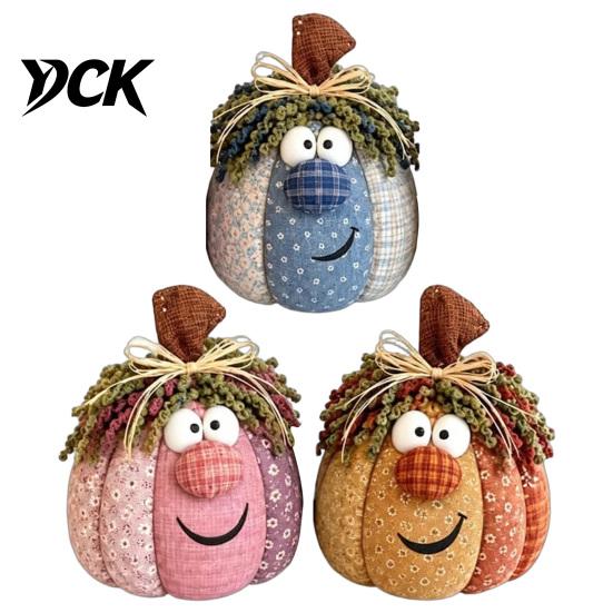 Fabric Pumpkin Decor for Autumn Whimsical Patchwork Pumpkin, Table Decor, Cute Smiling Face Holiday Centerpieces Family Cloth Tabletop Mantel