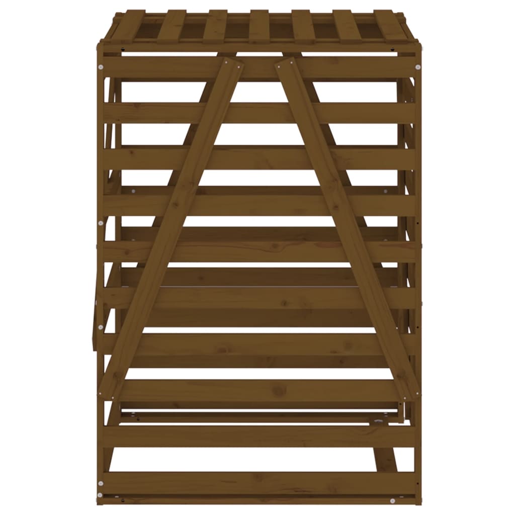 Waste Bin Enclosure Honey Brown 84 x 90 x 128.5 cm Solid Pine Wood