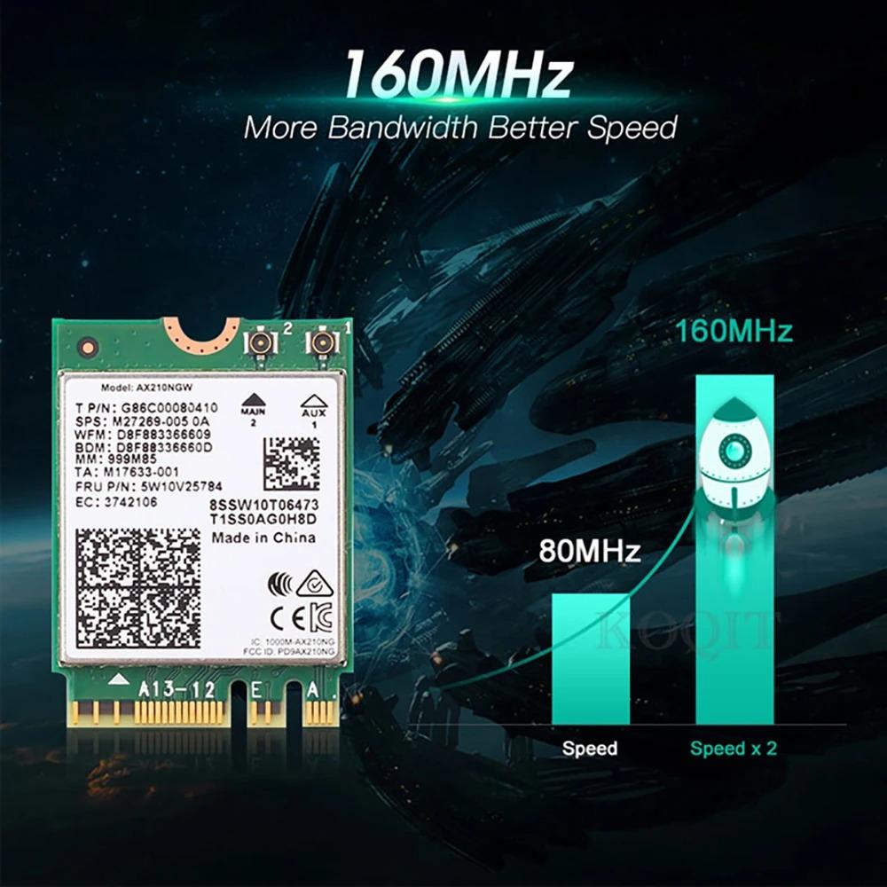 AX210 WiFi6E M.2 NGFF Wireless Network Adapter BT5.3 Tri‑Band 2.4G/5G/6G 5374Mbps 802.11ax For Laptop Desktop PC Win10/11