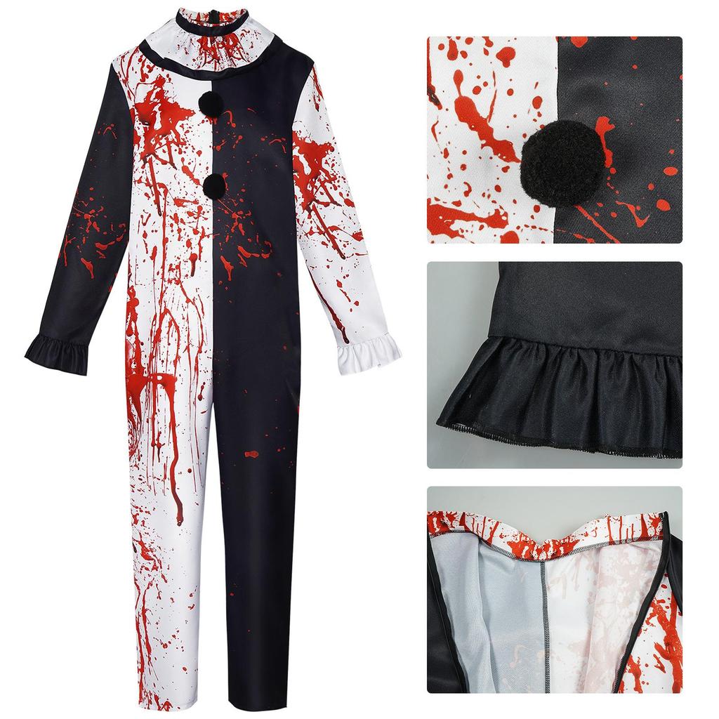 Men Halloween Costumes Art The Clown Cosplay Costume Movie Terrifierr 2 Bloody Jumpsuit Male Jumpsuit Horror Outfits