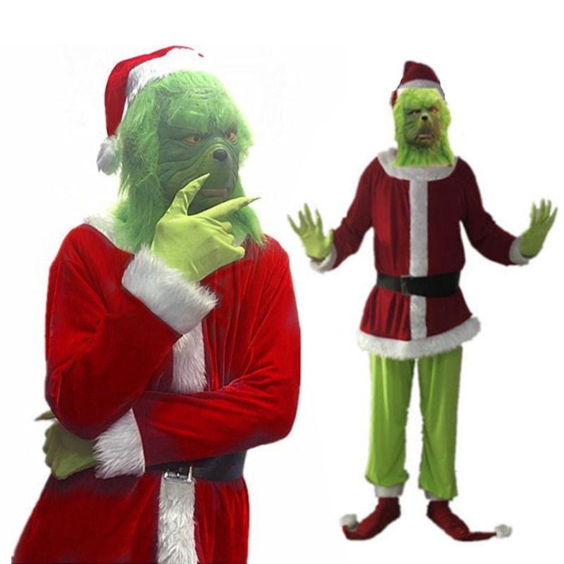 Auffälliges Grinch Cosplay Kostümset für Halloween-Maskeraden