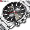 CURREN 8351 Men's Quartz Watch Waterproof Business Calendar Stainless Steel Strap Black Silver Blue Watch
