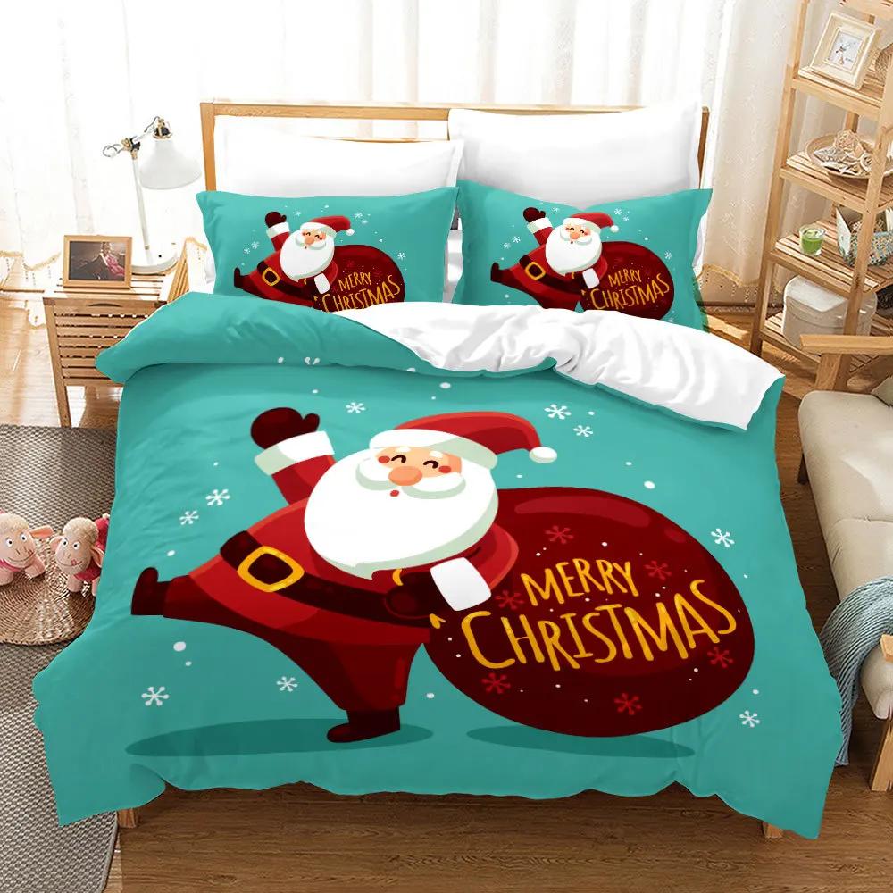 

Merry Christmas Comforter Bedding SetsDuvet CoverSnowflake ReindeerQuilt Cover With PillowcasesHappy New Year228X228 EU Single(135*200cm)3pcs