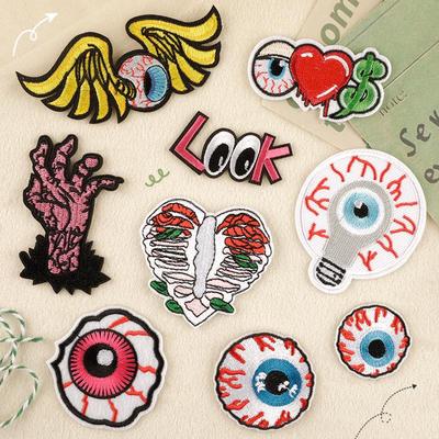 Benutzerdefinierter gestickter Stoff- und Schuhaufnäher mit Augapfel-Design – Personalisierter Bekleidungsaufnäher & Label-Accessoire