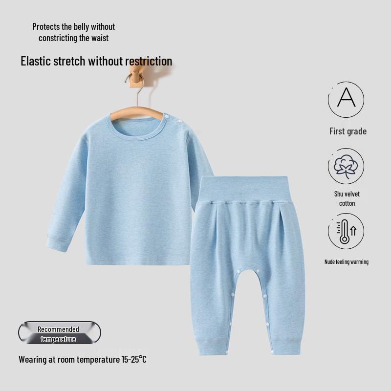 

Комплект детского термобелья из хлопка с высокой талией - Осень/Весна 90 cm синий