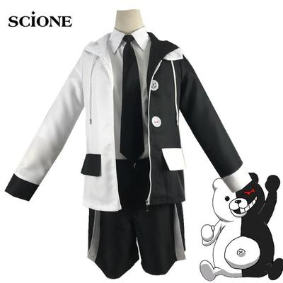 Ανδρική στολή Anime 5 τμχ Danganronpa V3: Killing Harmony Cosplay Monokuma Unisex Cosplay Costume Παλτό+πουκάμισο+γραβάτα+παντελόνι+κονκάρδα