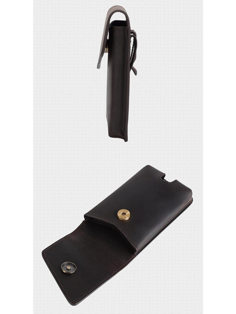 Chao Niu Vertical Style Cowhide Leather Waist Bag - Outdoor Tactical Phone Holder for Men