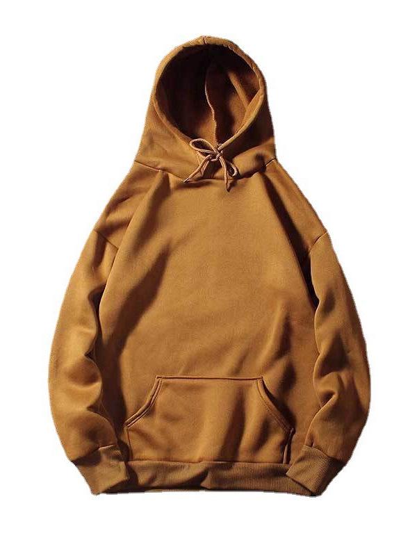 Women's 2024 Autumn/Winter Plus Velvet Loose Hooded Sweatshirt - Solid Color, Casual