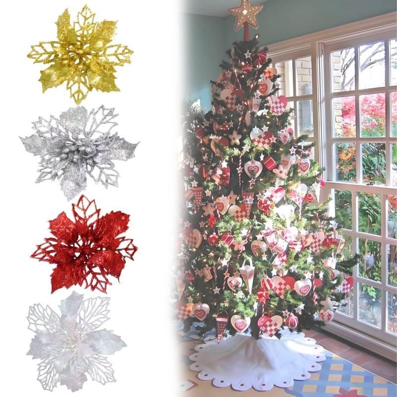 Eleganta Silver- och Guldjulblommor i Konstmaterial för Moderna Högtidsdekorationer