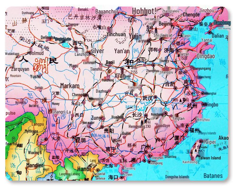 2024 China Wall Map Chart with Rod: 1.4m x 1.0-1.6m x 1.2m, No Splicing, for Office & Home