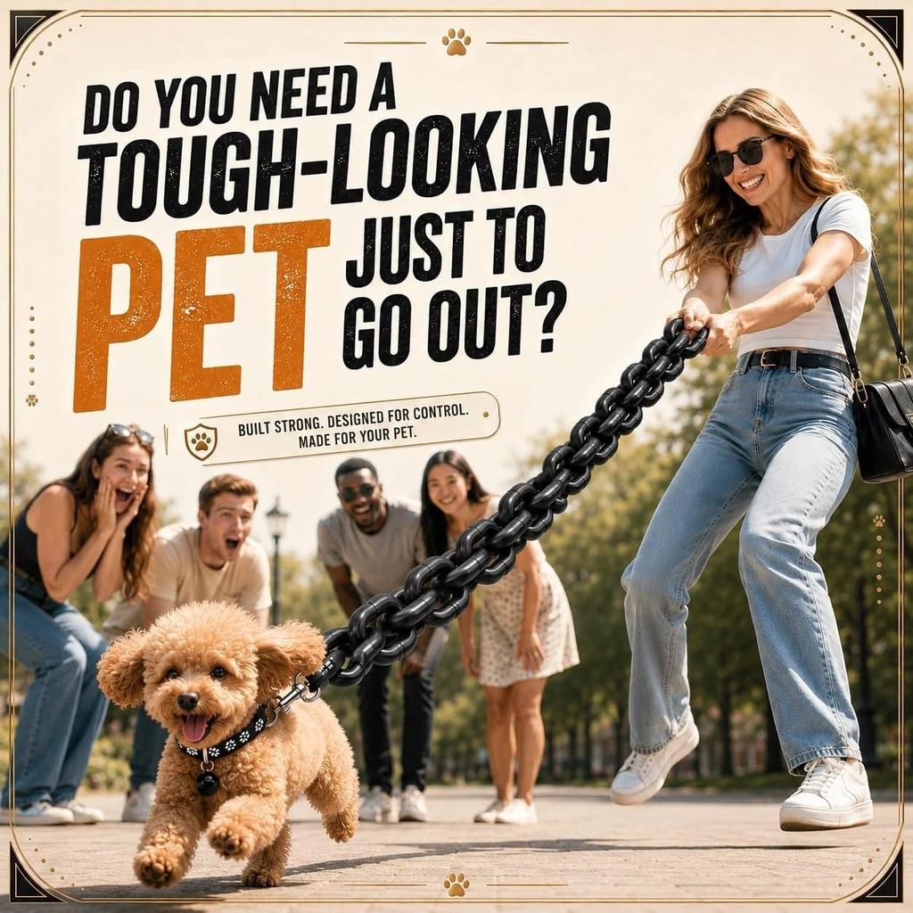 Chain Leash, Lightweight Big Plastic Pet Lead, Oversized Faux Metal Links Walking Accessory, Funny Costume Photo Prop