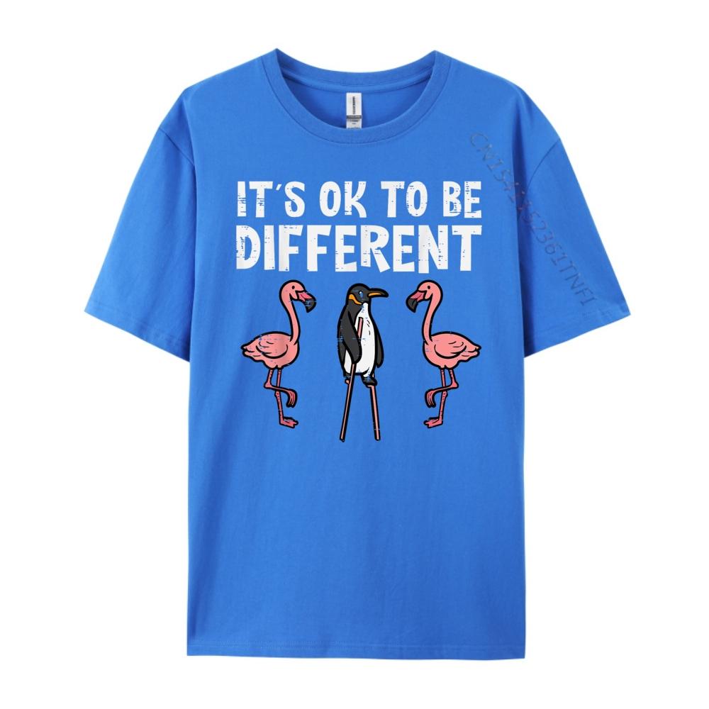 Penguin Its Okay To Be Different Flamingo Graphic T Shirts 100 Cotton Luxury Clothes Men Tee Shirt Loose