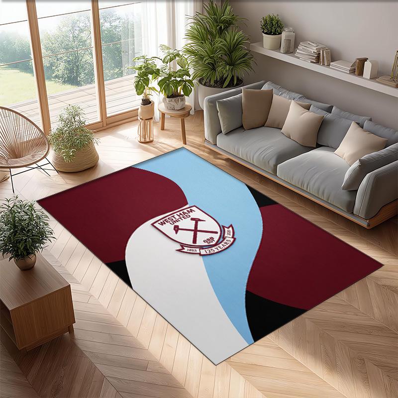 Tappeto in Velluto di Cristallo con Stampa del West Ham United Football, Comodo Assorbente d'Acqua Antiscivolo Tappeto per Pavimenti Interni