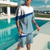 Independent Station New European and American Summer Men's Trend Casual Beach Style Texture 3D Digital Printing T-Shirt Shorts Set