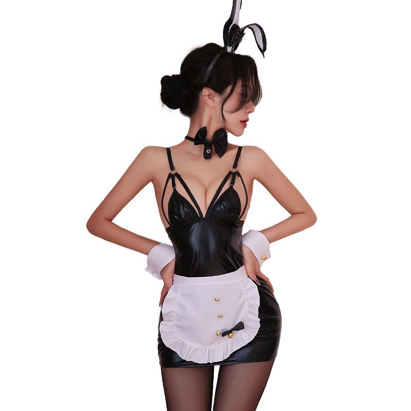 Sex Lingerie Patent Leather Maid Outfit Pure Desire Uniform Two-dimensional Bunny Girl Cosplay Woman