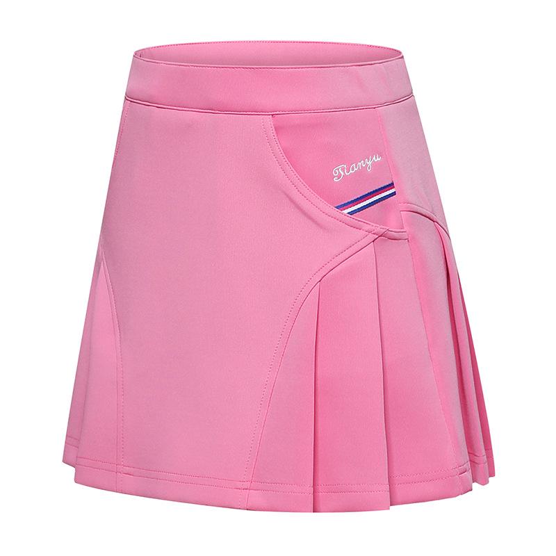 

TTYGJ Короткая юбка для гольфа для девочек с подкладкой в виде шорт, защищающих от просвечивания S (Height 120-130cm) розовый