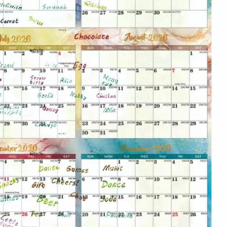 2026 Double Sided Erasable Calendar 48x32Inch Full Year to View Calendar Wall Mount Yearly Planner Dated for Home Office
