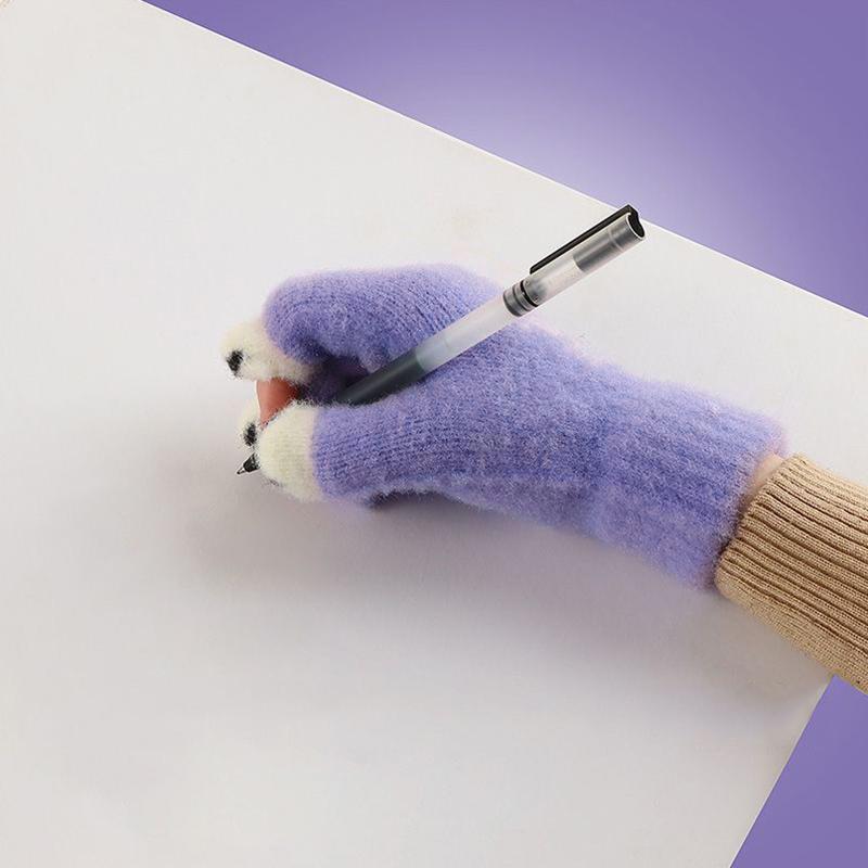 1 Par Anti Pilling Minimalista Inverno Escrita Acrílico Presente Quentes Luvas Estudante Touchscreen Luvas Moda Bonito