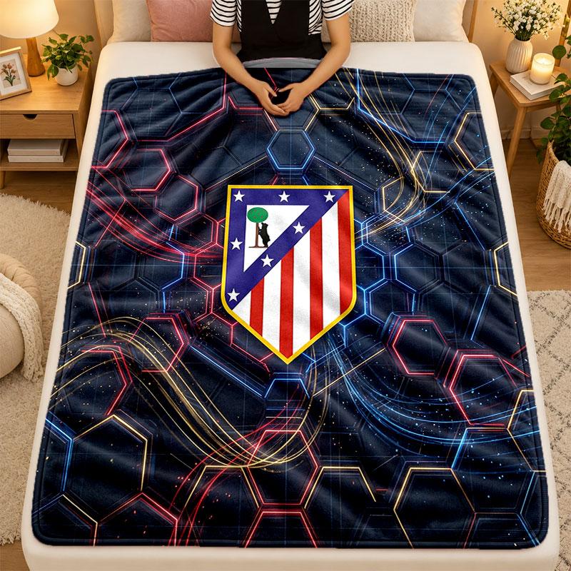 Flannel BlanketAtletico Madrid Warm Soft Throw Blanket for Indoor Sofa Bed Living Room Use
