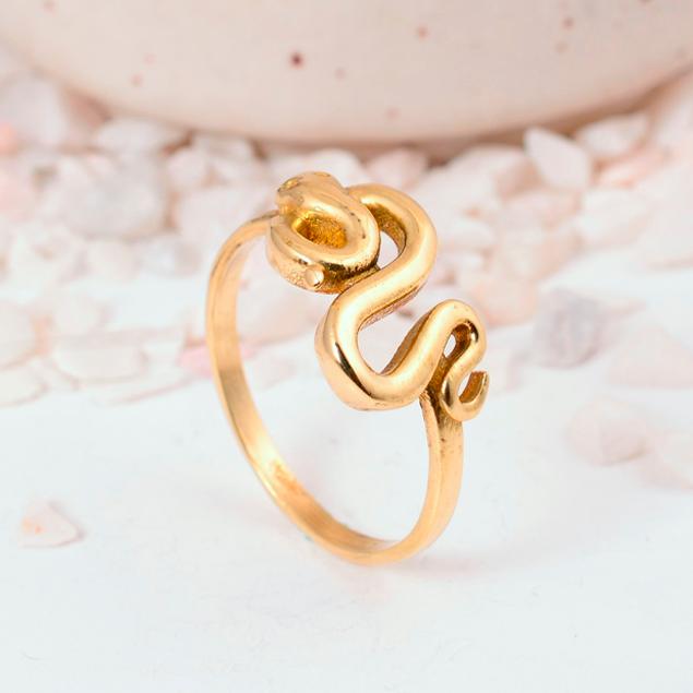 Adjustable Snake Ring Gold Plated | Serpent Brass Boho Wrap Jewelry | Unique Spiritual Gift for Her/Him
