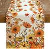 Fall Pumpkins Sunflowers Table Runner Holiday Party Decor Reusable Kitchen Dining Table Runner Autumn Thanksgiving Decorations