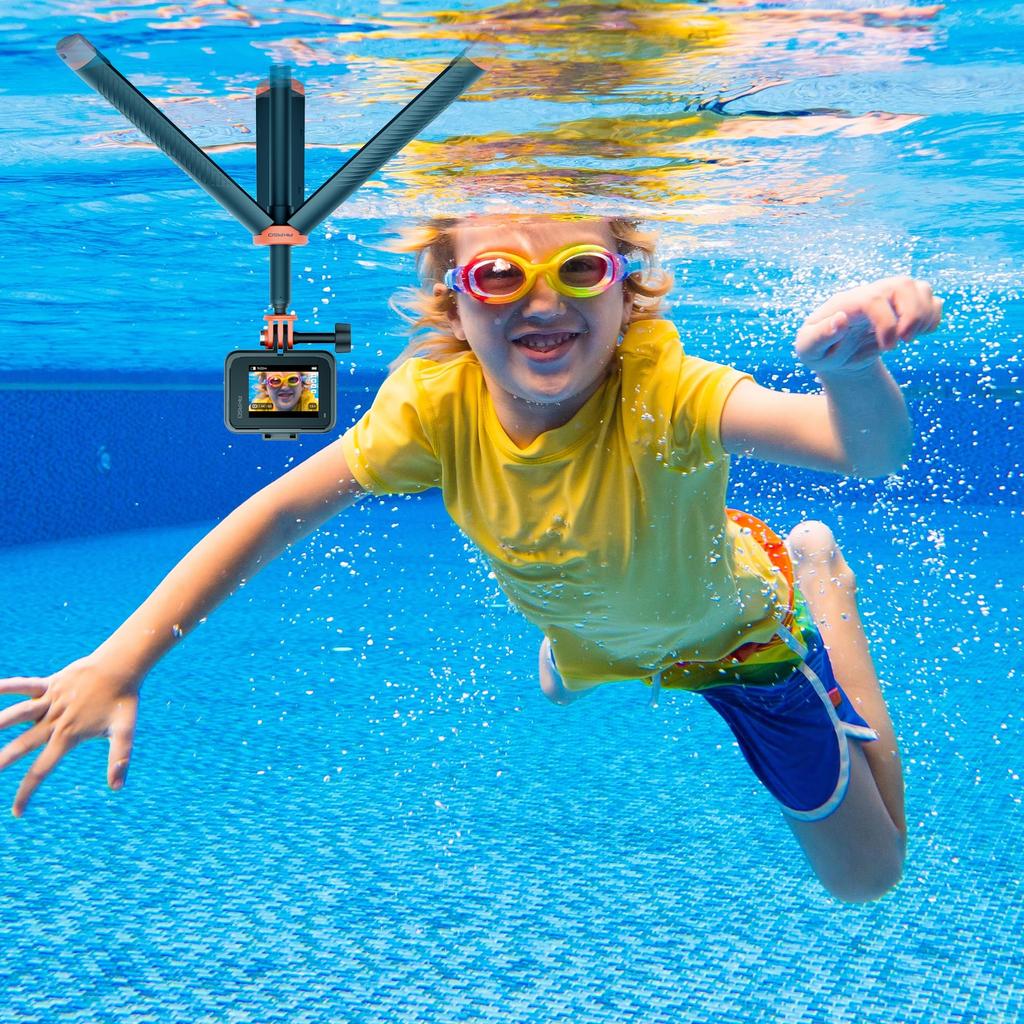 AKASO Floating Hand Waterproof Selfie Stick with Action Camera Buoyancy Stick for GoPro DJI Osmo Waterproof and Lightweight Grip, 4-in-1 Tripod,