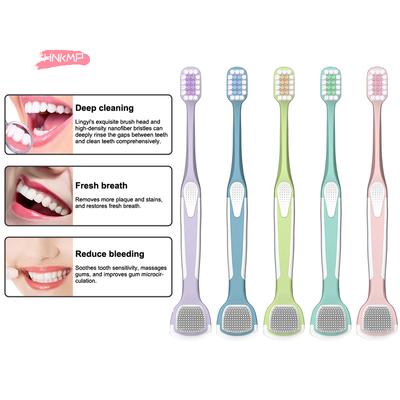 Double Head Toothbrush And Tongue Scraper Set Reusable Oral Cleaning Brush for Fresh Breath Oral Hygiene Care