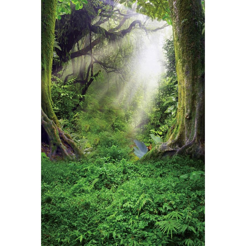 Spring Natural Scenery Forest Photography Backdrop Tropical Jungle Green Forest Tree Adventure Baby Portrait Photo Background