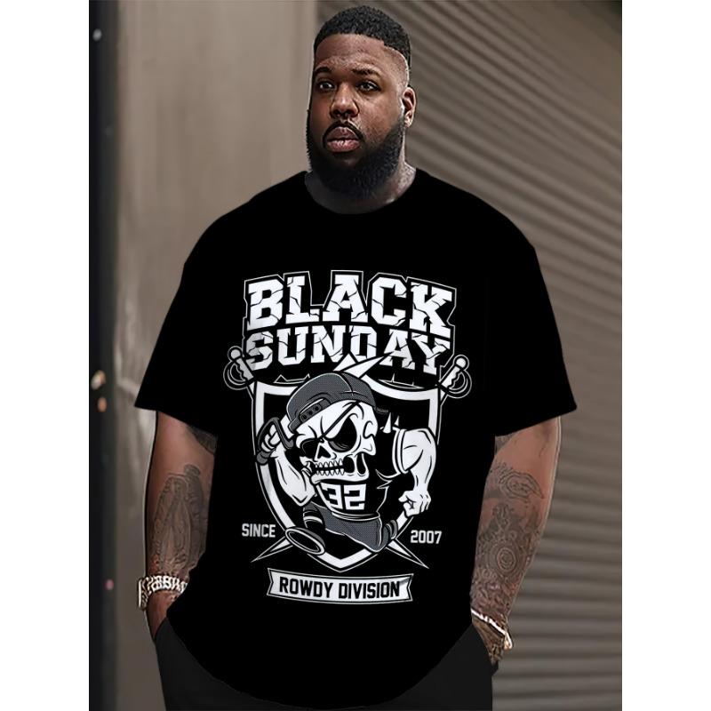 Мужская футболка с коротким рукавом с 3D принтом черепа и букв для повседневной носки спорта лета и улицы XL 879₽