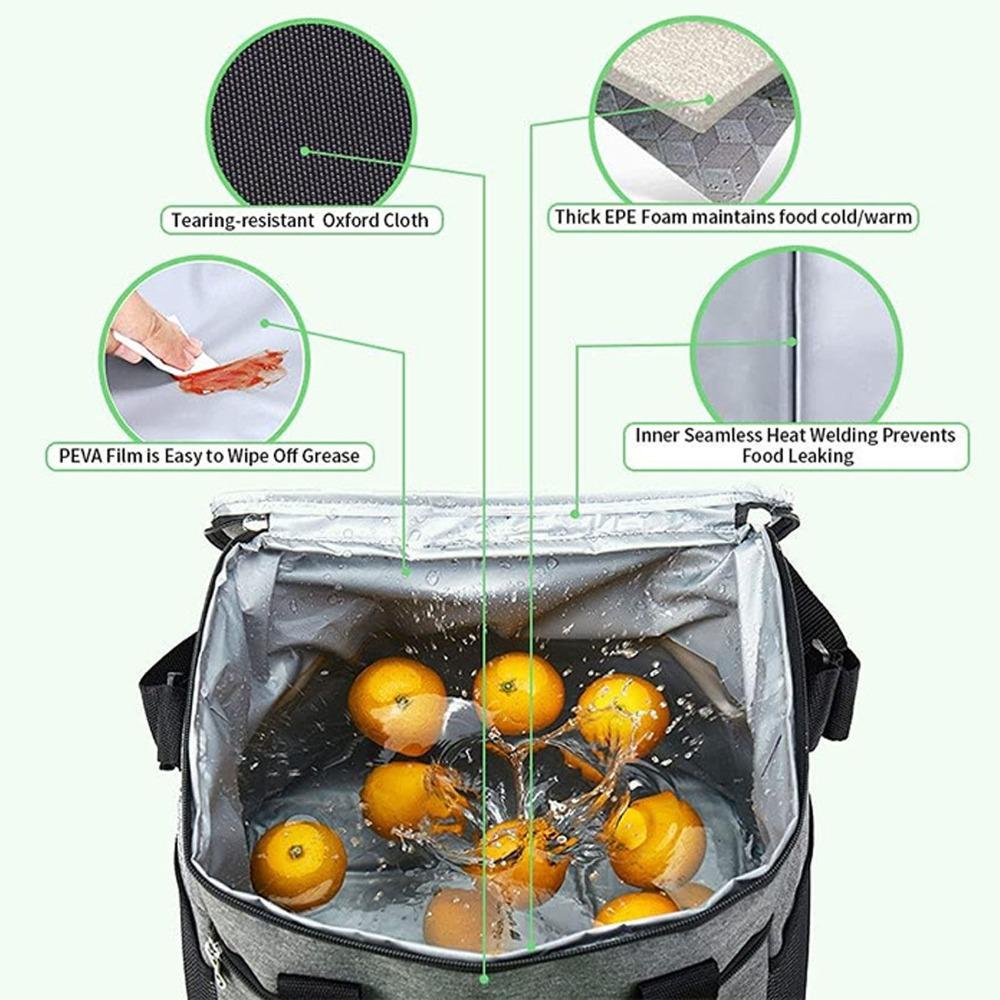 Oxford Cloth Thermal Cooler Bag Foldable Grocery Bag Durable Picnic Cooler Tote  For Shopping