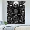 Gotische Totenkopf Wandteppich Dunkle Ästhetik Knochenmuster Wandbehang Halloween-Thema Schlafzimmer Heimdeko