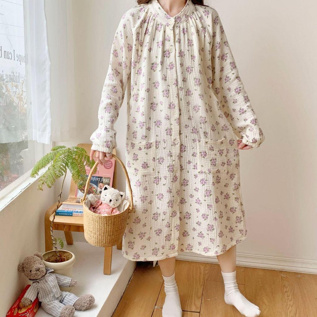 Frühling-Herbst Baumwolle Schwangerschaft Still Nachthemd Kleid für Schwangere Frauen
