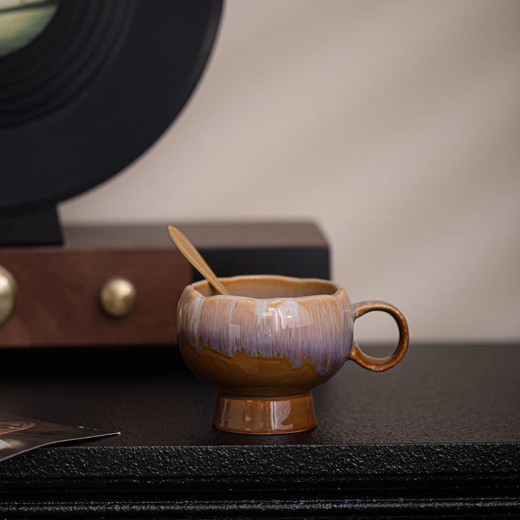 Luxury Retro Ceramic Coffee Cup and Saucer Set for Latte and Afternoon Tea