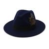 Gelbe Feder Fedoras Herren Fedora Hut Herren Panama Oberkappe Unisex Hut Militärfarbe Fedoras Hut mit breiter Krempe Kirchenhut Partyhut